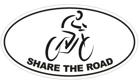 Bicycle Oval Bumper Sticker or Helmet Sticker D2155 Euro Oval Share the Road - Winter Park Products