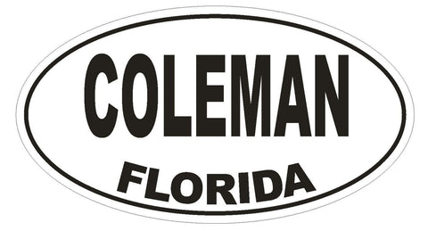 Coleman Florida Oval Bumper Sticker or Helmet Sticker D1471 Euro Oval - Winter Park Products