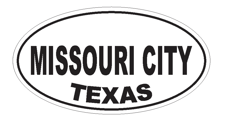 Missouri City Texas Oval Bumper Sticker or Helmet Sticker D3649 Euro Oval - Winter Park Products