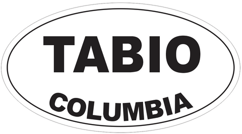 Tabio Columbia Oval Bumper Sticker or Helmet Sticker D4497
