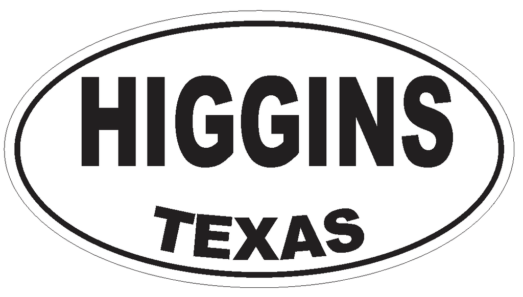 Higgins Texas Oval Bumper Sticker or Helmet Sticker D3495 Euro Oval - Winter Park Products