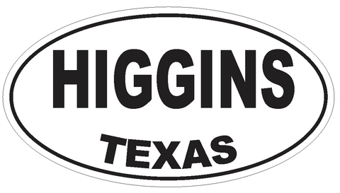 Higgins Texas Oval Bumper Sticker or Helmet Sticker D3495 Euro Oval - Winter Park Products