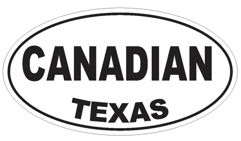 Canadian Texas Oval Bumper Sticker or Helmet Sticker D3245 Euro Oval - Winter Park Products