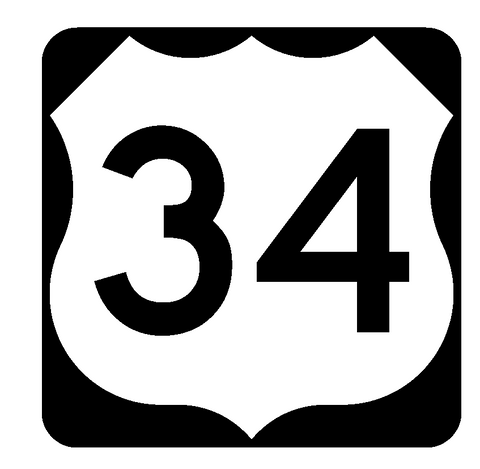 US Route 34 Sticker Decal R1043 Highway Sign Road Sign - Winter Park Products