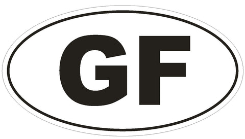 GF French Guiana Oval Bumper Sticker or Helmet Sticker D2057 Country Code - Winter Park Products