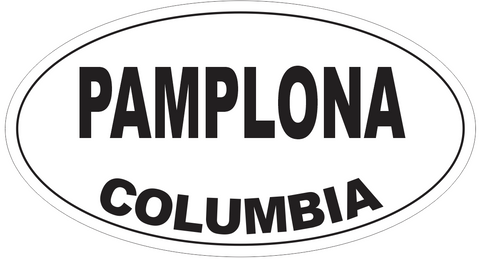 Pamplona Columbia Oval Bumper Sticker or Helmet Sticker D4625