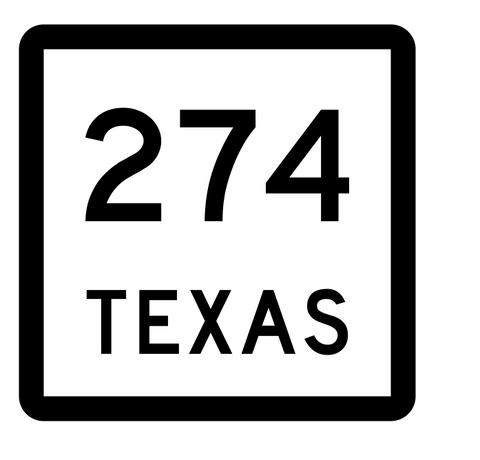 Texas State Highway 274 Sticker Decal R2569 Highway Sign