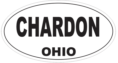 Chardon Ohio Oval Bumper Sticker or Helmet Sticker D6059