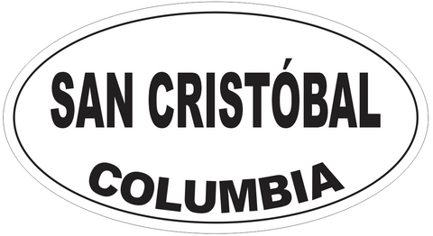 San Cristobal Columbia Oval Bumper Sticker or Helmet Sticker D4970