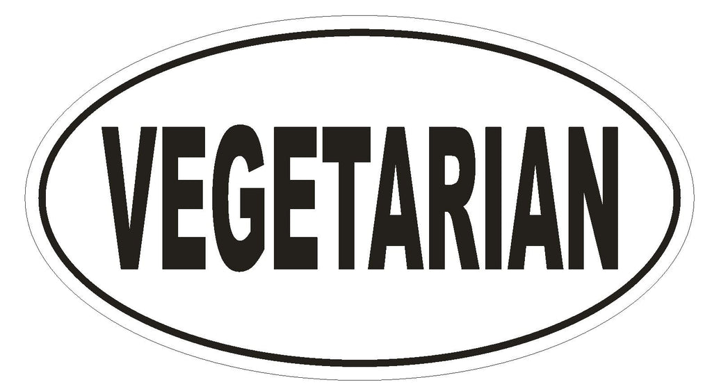 VEGETARIAN Oval Bumper Sticker or Helmet Sticker D1981 Euro Oval Vegan - Winter Park Products