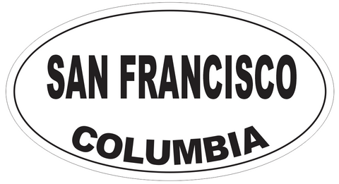 San Francisco Columbia Oval Bumper Sticker or Helmet Sticker D4954