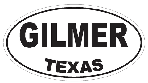 Gilmer Texas Oval Bumper Sticker or Helmet Sticker D3413 Euro Oval - Winter Park Products