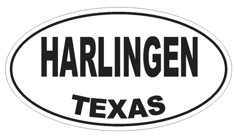 Harlingen Texas Oval Bumper Sticker or Helmet Sticker D3477 Euro Oval - Winter Park Products