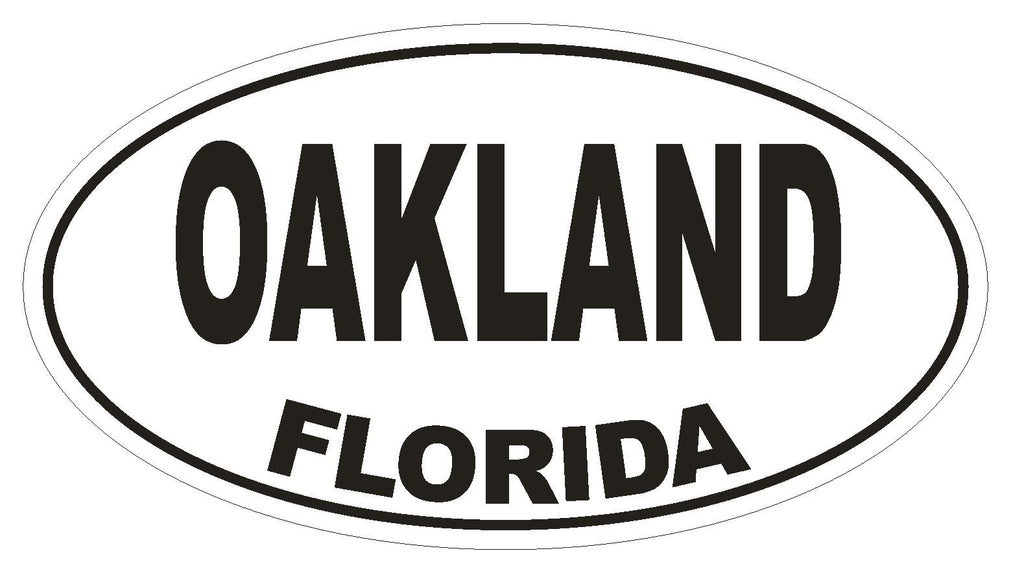 Oakland Florida Oval Bumper Sticker or Helmet Sticker D1576 Euro Oval - Winter Park Products