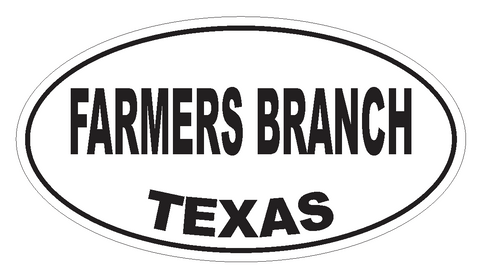 Farmers Branch Texas Oval Bumper Sticker or Helmet Sticker D3391 Euro Oval - Winter Park Products