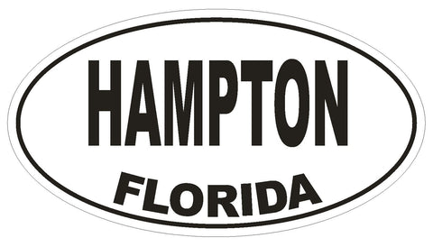 Hampton Florida Oval Bumper Sticker or Helmet Sticker D1476 Euro Oval - Winter Park Products