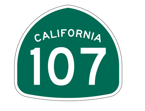 California State Route 107 Sticker Decal R1184 Highway Sign - Winter Park Products