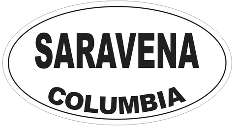 Saravena Columbia Oval Bumper Sticker or Helmet Sticker D4259