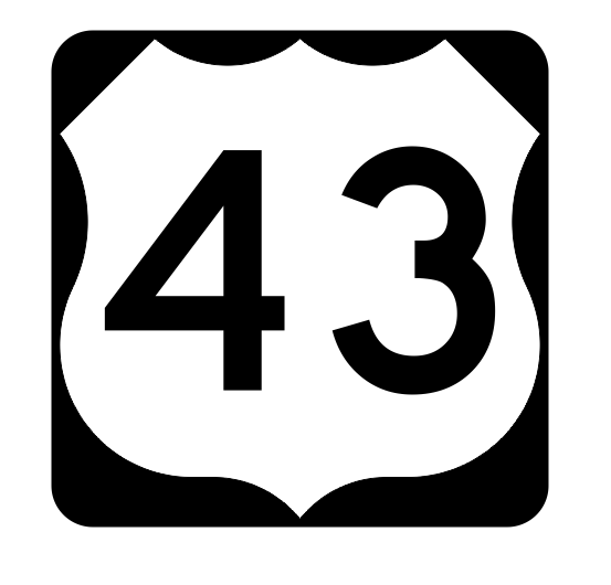 US Route 43 Sticker R1906 Highway Sign Road Sign - Winter Park Products