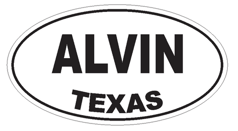 Alvin Texas Oval Bumper Sticker or Helmet Sticker D3113 Euro Oval - Winter Park Products