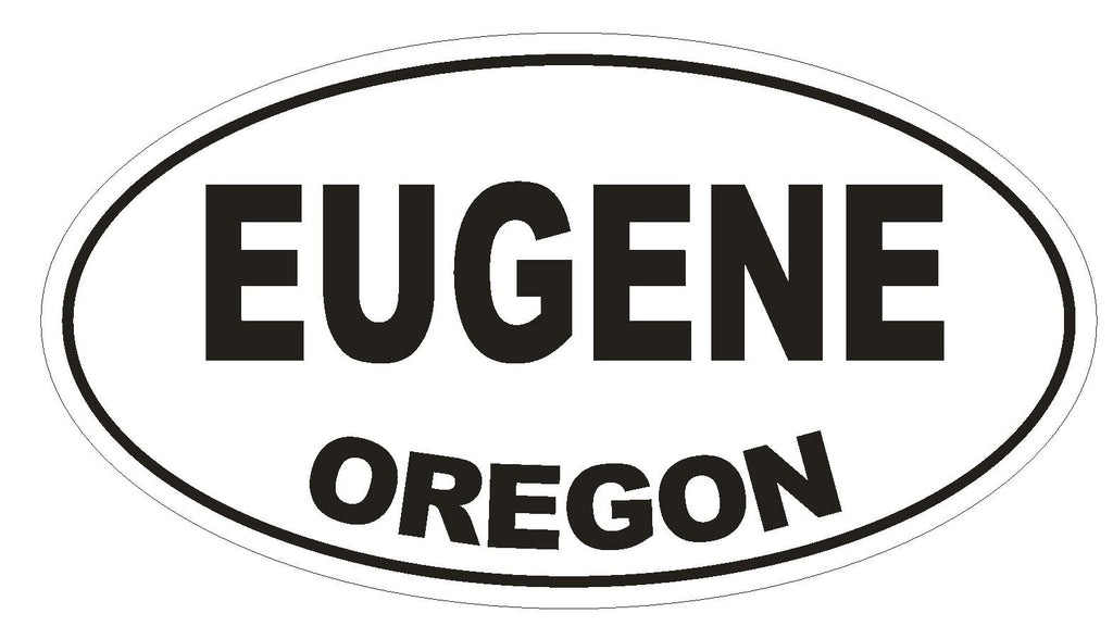 Eugene Oregon Oval Bumper Sticker or Helmet Sticker D1644 Euro Oval - Winter Park Products