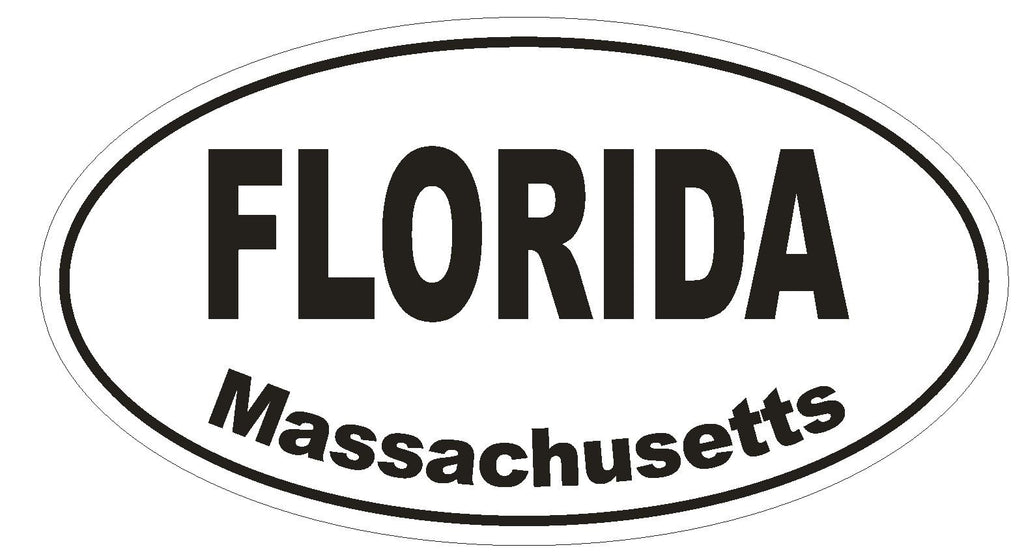 Florida Massachusetts Oval Bumper Sticker or Helmet Sticker D1437 Euro Oval - Winter Park Products