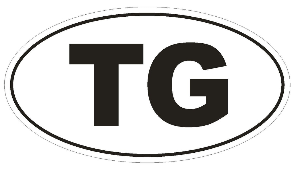 TG Togo Oval Bumper Sticker or Helmet Sticker D2037 Country Code - Winter Park Products