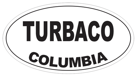 Turbaco Columbia Oval Bumper Sticker or Helmet Sticker D4291
