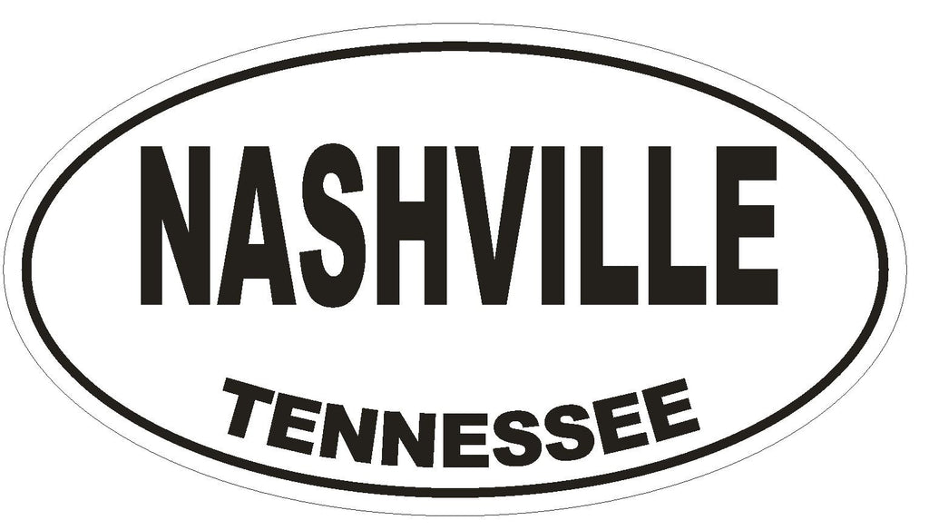 Nashville Tennessee Oval Bumper Sticker or Helmet Sticker D1687 Euro Oval - Winter Park Products