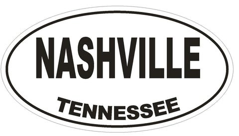 Nashville Tennessee Oval Bumper Sticker or Helmet Sticker D1687 Euro Oval - Winter Park Products