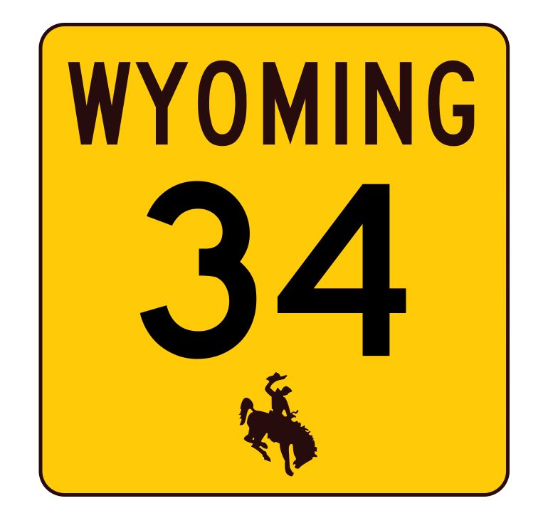Wyoming Highway 34 Sticker R3394 Highway Sign