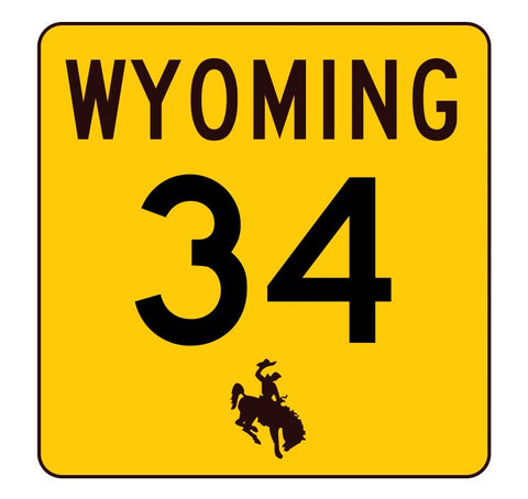 Wyoming Highway 34 Sticker R3394 Highway Sign