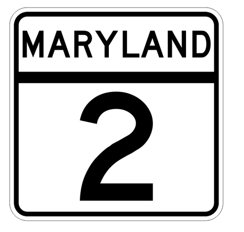 Maryland State Highway 2 Sticker Decal R2663 Highway Sign