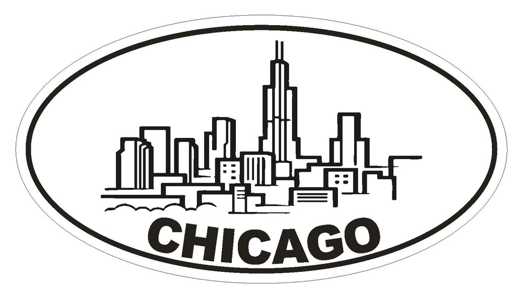 Chicago Illinois Oval Bumper Sticker or Helmet Sticker D1297 Euro Oval - Winter Park Products