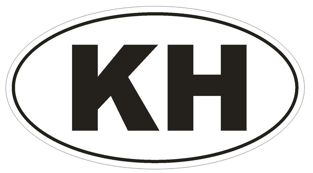 KH Cambodia Oval Bumper Sticker or Helmet Sticker D2107 Euro Oval Country Code - Winter Park Products