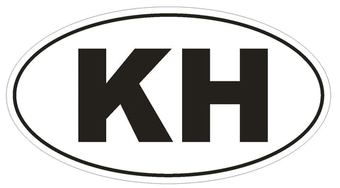 KH Cambodia Oval Bumper Sticker or Helmet Sticker D2107 Euro Oval Country Code - Winter Park Products