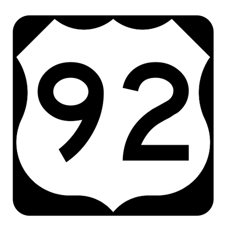 US Route 92 Sticker R1950 Highway Sign Road Sign - Winter Park Products