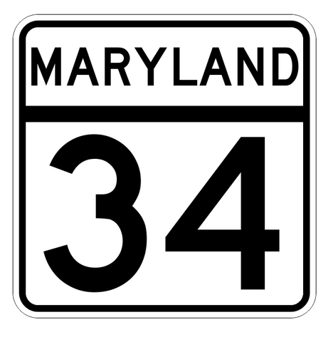 Maryland State Highway 34 Sticker Decal R2692 Highway Sign