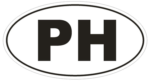 PH Philippines Oval Bumper Sticker or Helmet Sticker D2012 Country Code - Winter Park Products