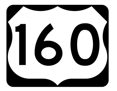 US Route 160 Sticker R2119 Highway Sign Road Sign - Winter Park Products
