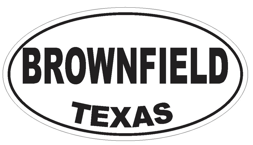 Brownfield Texas Oval Bumper Sticker or Helmet Sticker D3179 Euro Oval - Winter Park Products