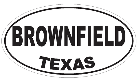 Brownfield Texas Oval Bumper Sticker or Helmet Sticker D3179 Euro Oval - Winter Park Products