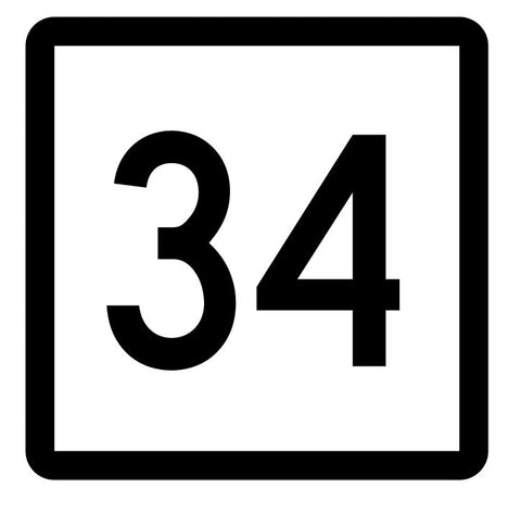 Connecticut State Highway 34 Sticker Decal R5076 Highway Route Sign