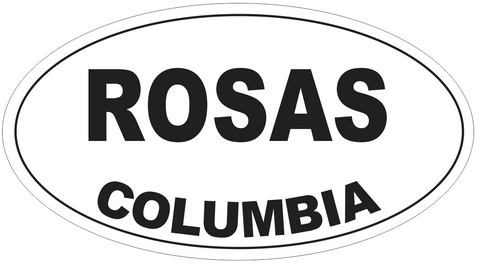 Rosas Columbia Oval Bumper Sticker or Helmet Sticker D4416