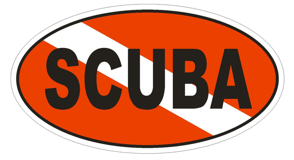 SCUBA Oval Bumper Sticker or Helmet Sticker D1833 Euro Oval - Winter Park Products