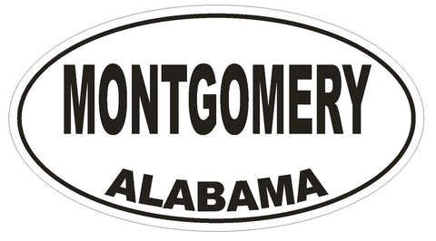 Montgomery Alabama Oval Bumper Sticker or Helmet Sticker D1650 Euro Oval - Winter Park Products