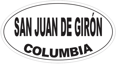 San Juan de Giron Columbia Oval Bumper Sticker or Helmet Sticker D6008