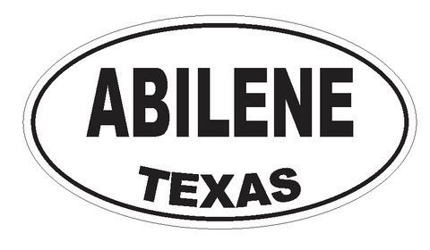 Abilene Texas Oval Bumper Sticker or Helmet Sticker D3127 Euro Oval - Winter Park Products