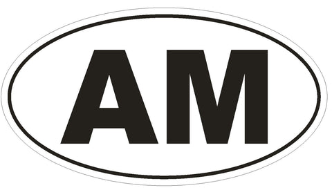AM Armenia Oval Bumper Sticker or Helmet Sticker D2091 Euro Oval Country Code - Winter Park Products
