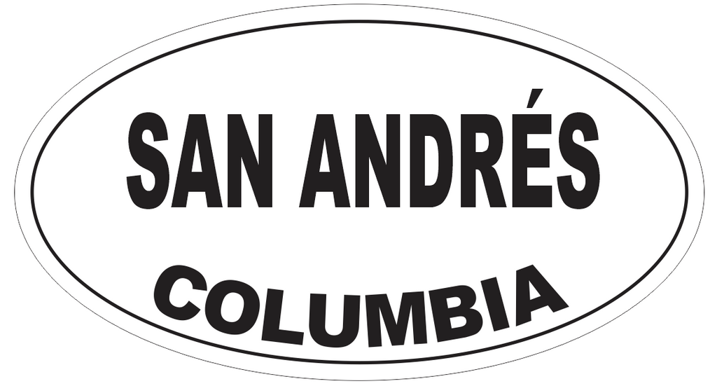 San Andres Columbia Oval Bumper Sticker or Helmet Sticker D5494